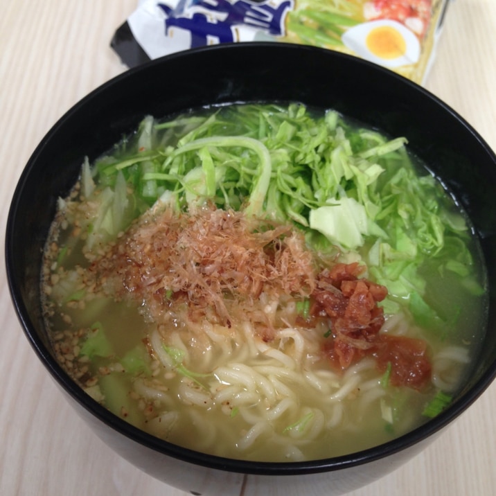 サッポロ一番塩ラーメンde梅おかかラーメン♪